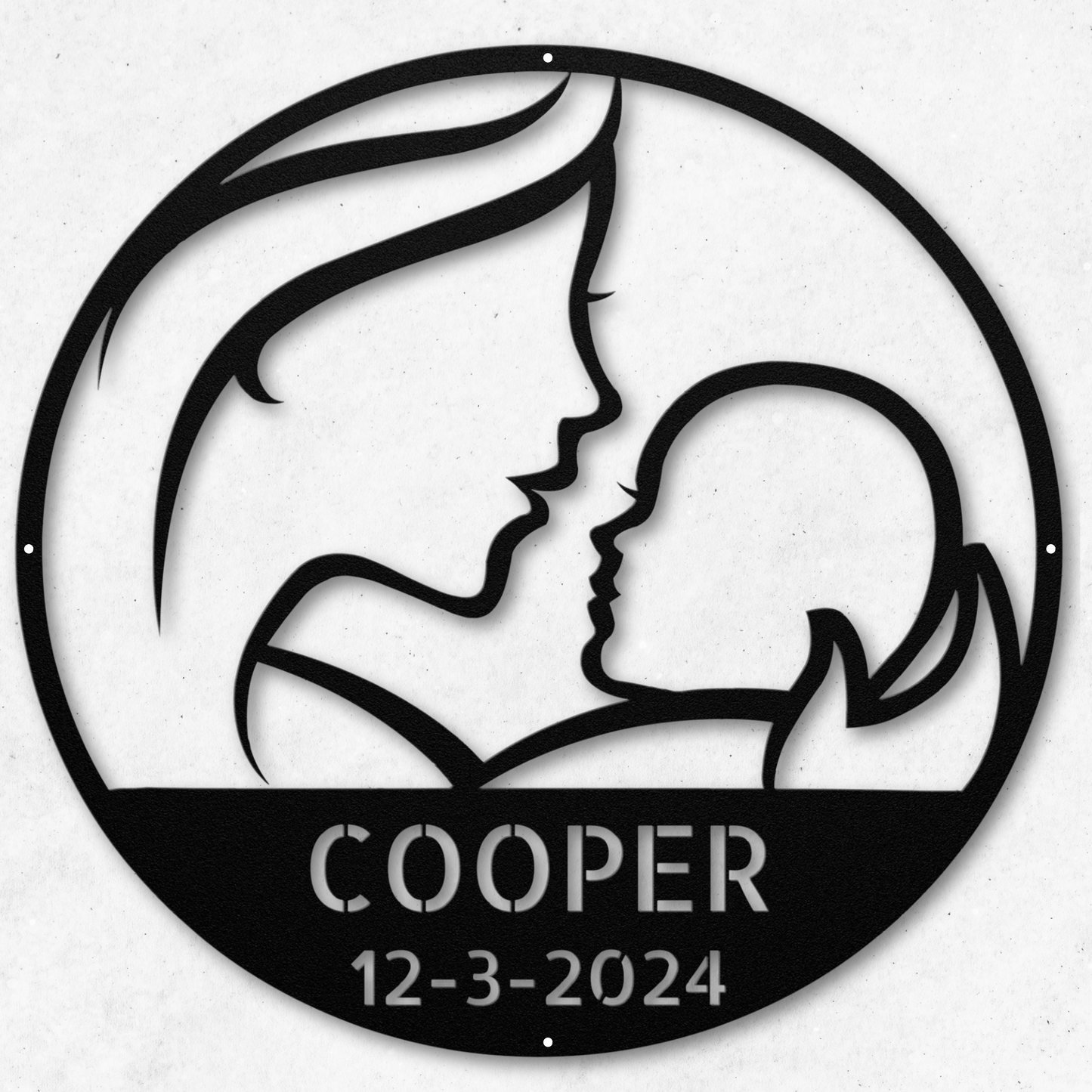 Heartwarming Mother and Baby Metal Sign: Celebrate Your Child's Birth