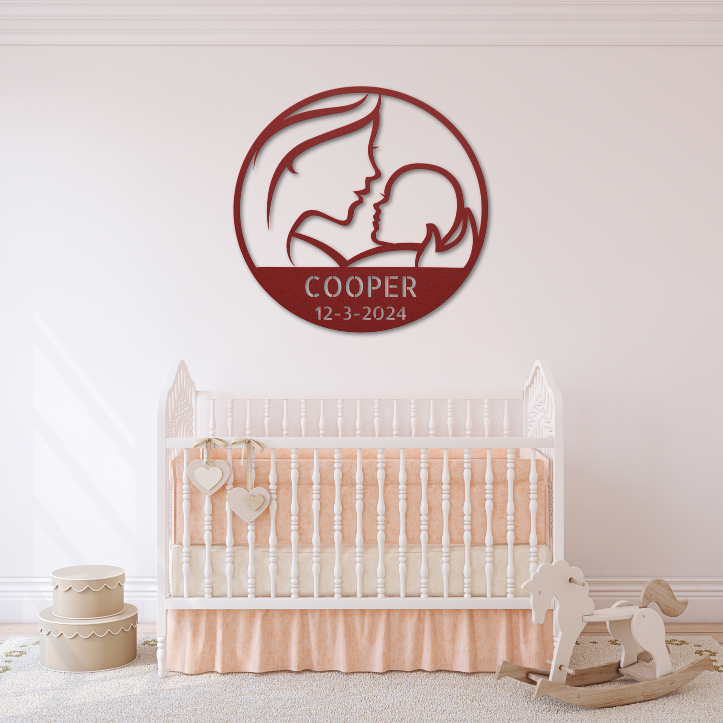 Heartwarming Mother and Baby Metal Sign: Celebrate Your Child's Birth