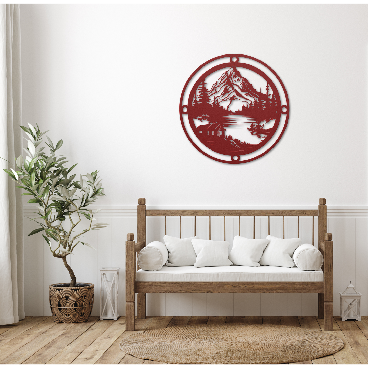 Scenic Mountain Scene with Canoe Metal Wall Art: Perfect for Nature Lovers
