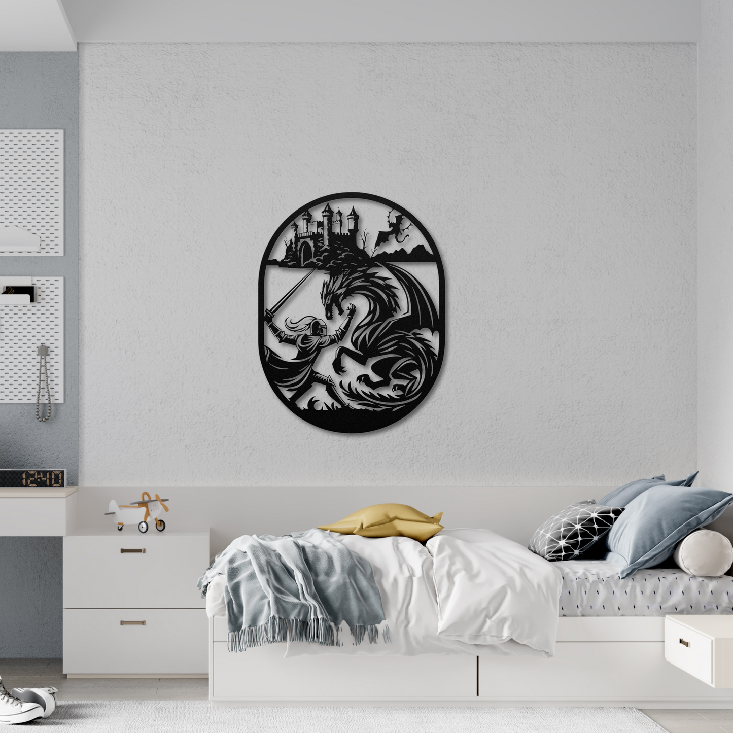 Epic Knight and Dragon Metal Wall Art: A Tale of Adventure