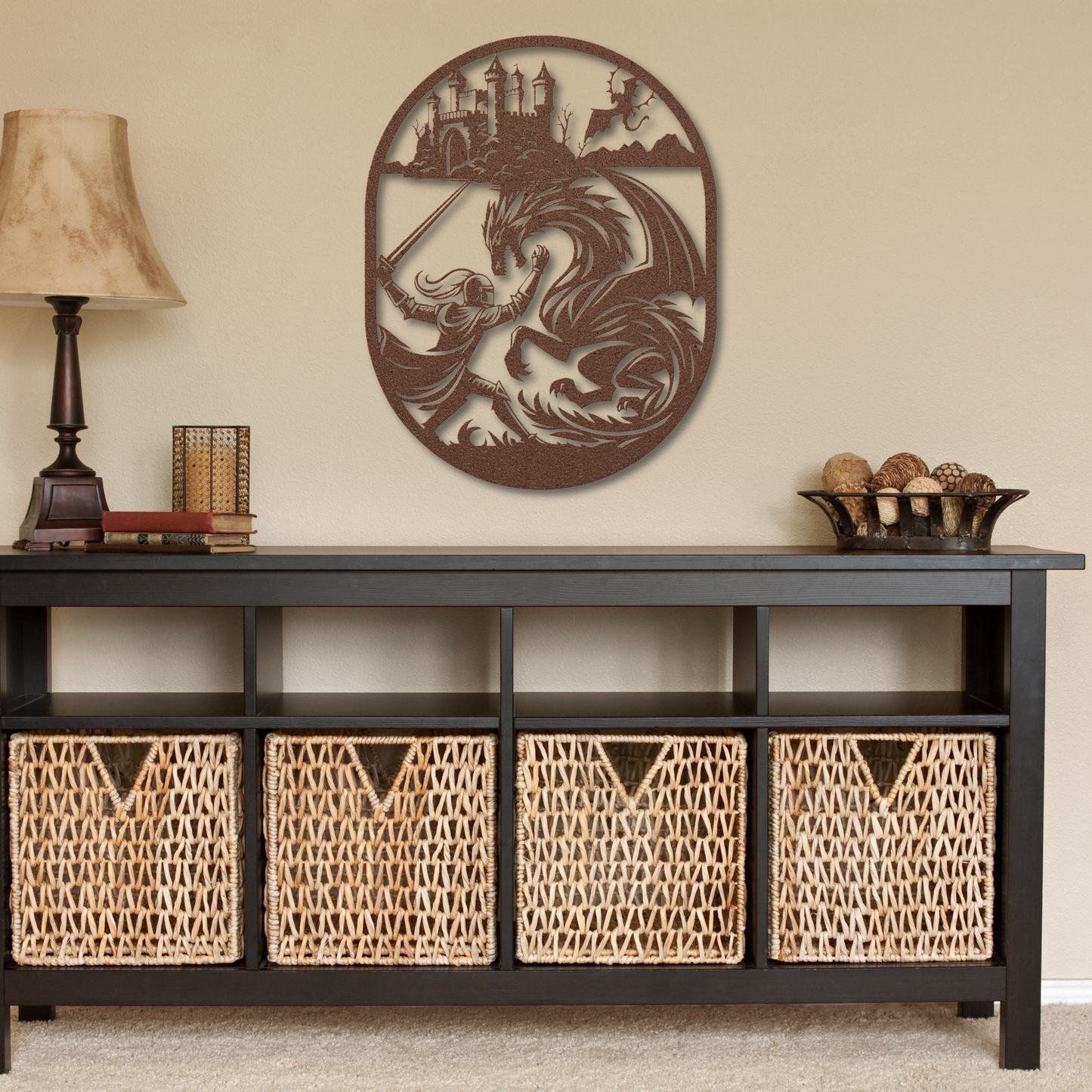 Epic Knight and Dragon Metal Wall Art: A Tale of Adventure
