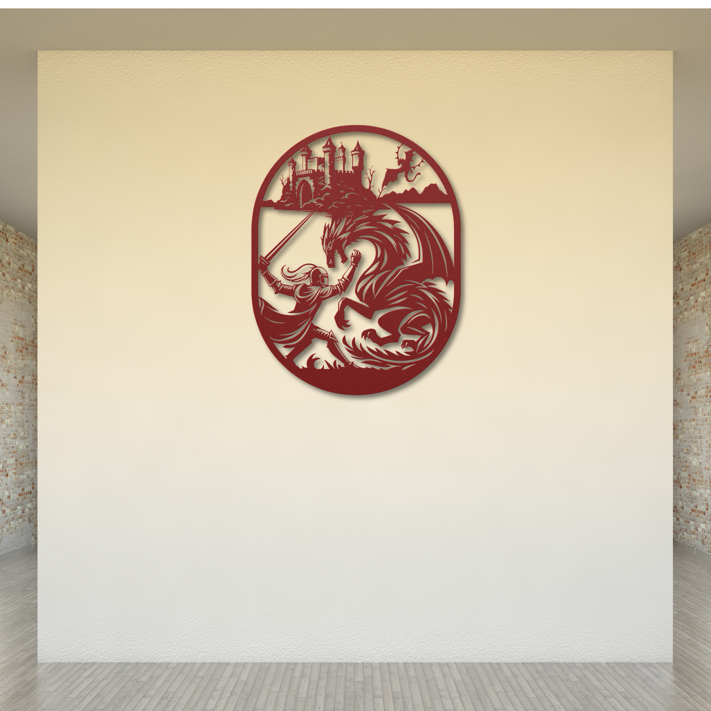 Epic Knight and Dragon Metal Wall Art: A Tale of Adventure