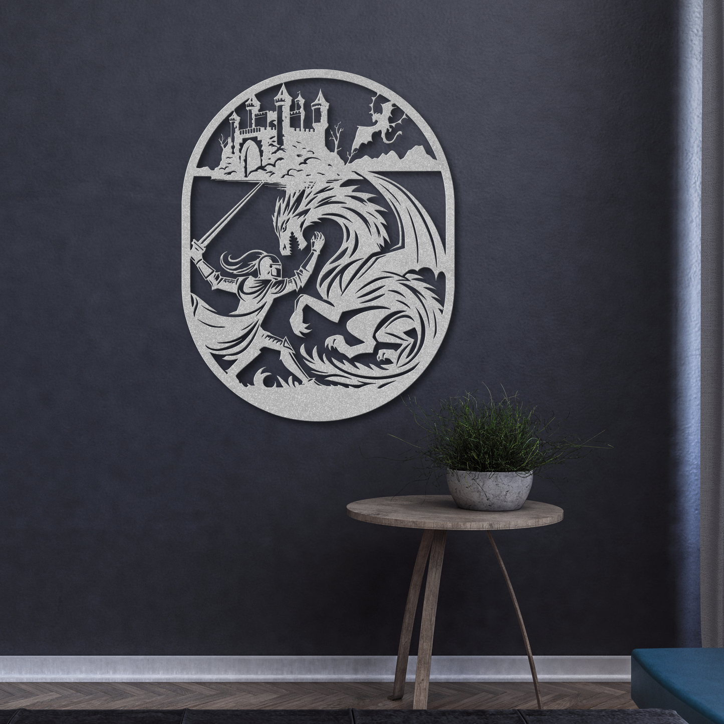 Epic Knight and Dragon Metal Wall Art: A Tale of Adventure