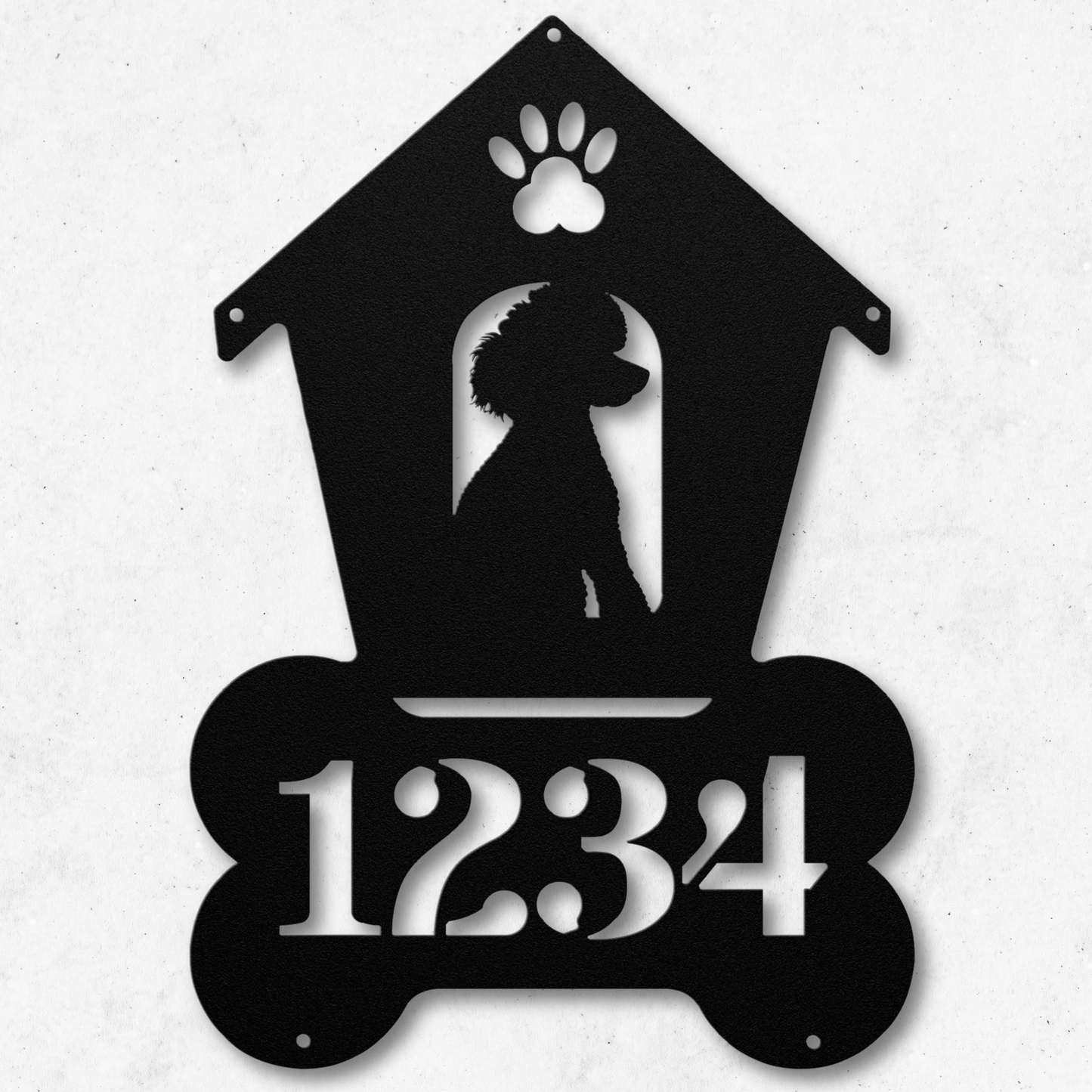 Poodle Dog House Number Metal Sign: A Tail-Wagging Touch