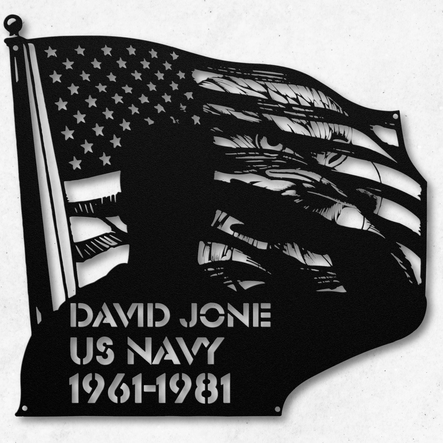 Dramatic Military Saluting Flag with Eagle Metal Wall Art: Celebrate Freedom
