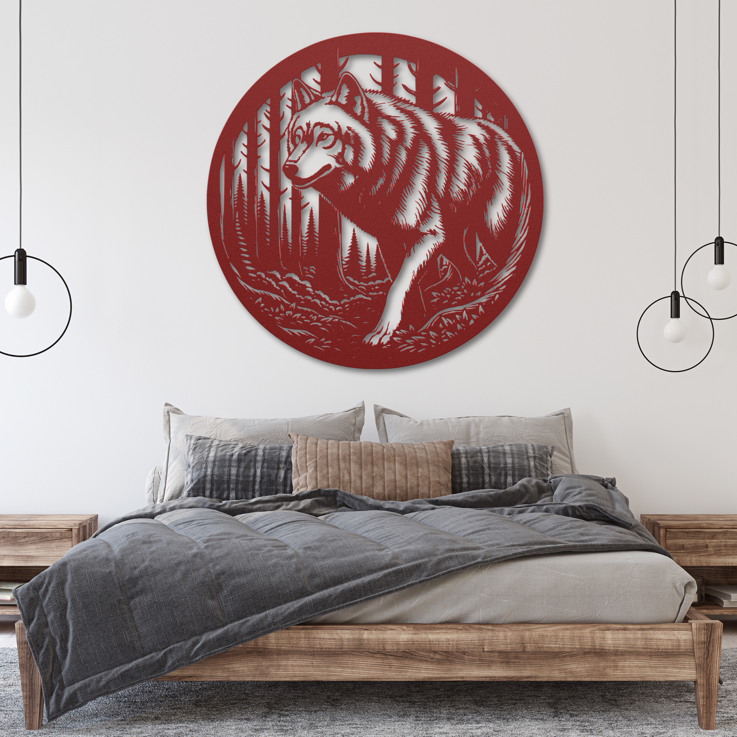 Intense Wolf Stalking Through in the Woods Metal Wall Art: Embrace the Wild