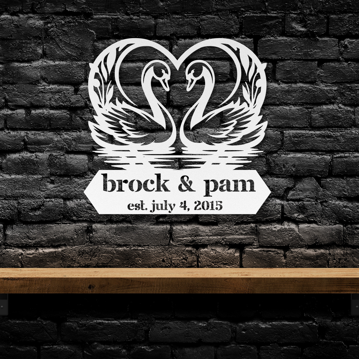 Custom  Swan Couple Metal Wall Art: Personalize Your Love Story
