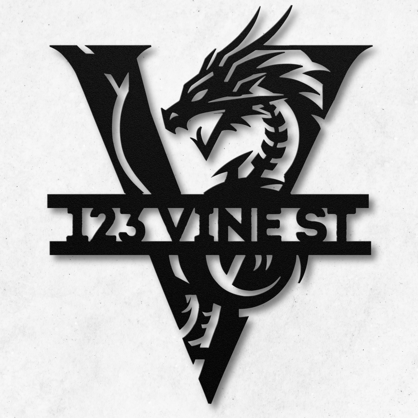 Custom Dragon Letter V Metal Sign: For Mythical Lovers