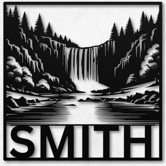 Unique Personalized Waterfall Metal Wall Sign: Celebrate Nature's Beauty