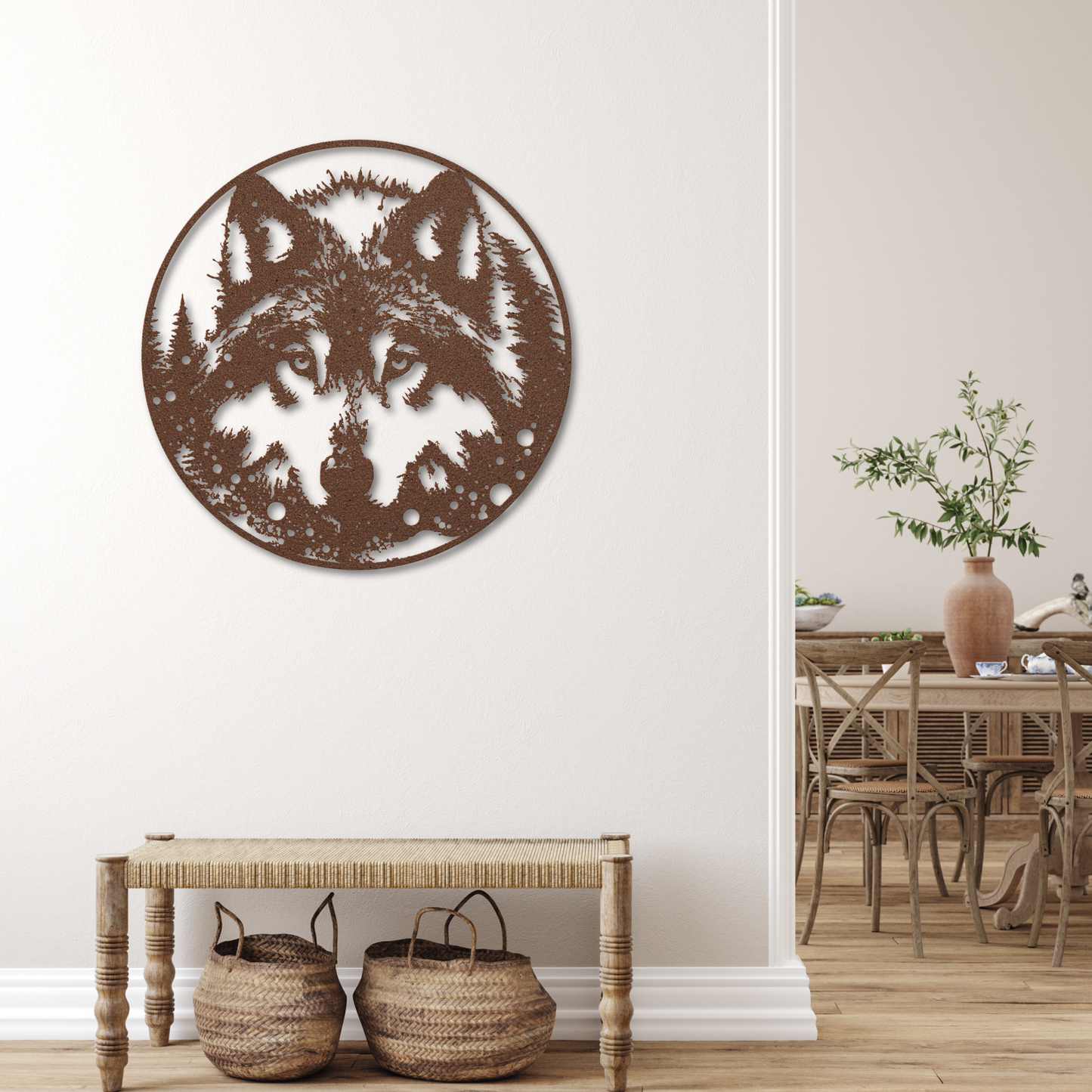 Charming Wolf Face in the Snow Metal Wall Art: Embrace the Wild