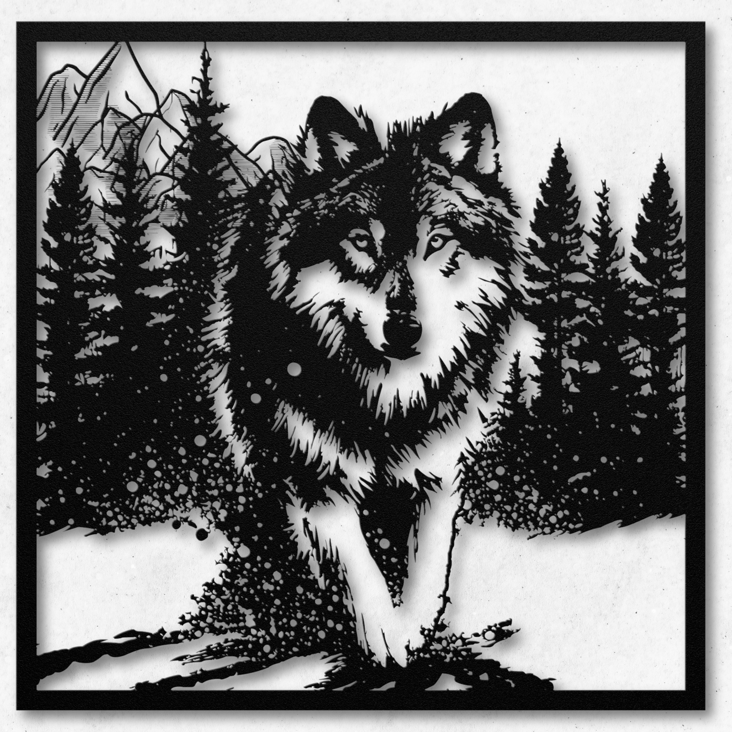 Charming Wolf in Snow Metal Wall Art: Celebrate Nature's Serenity