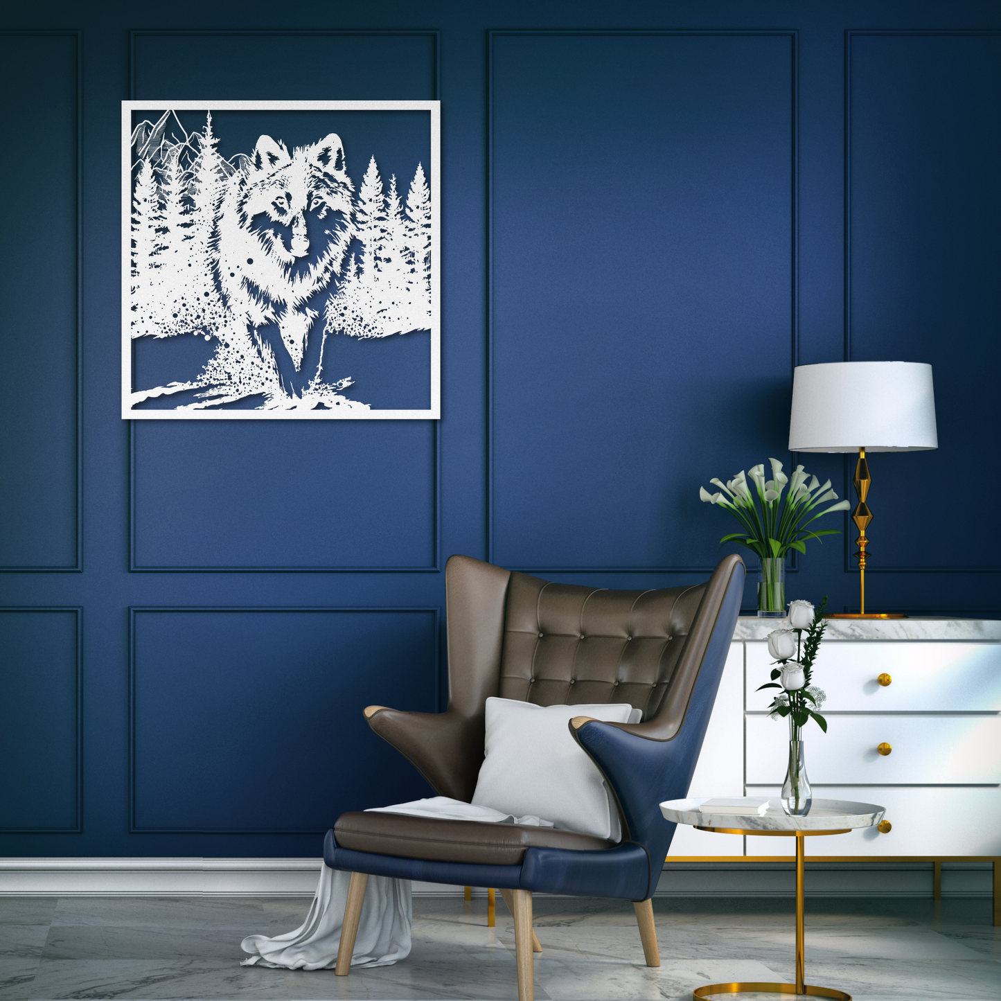 Charming Wolf in Snow Metal Wall Art: Celebrate Nature's Serenity