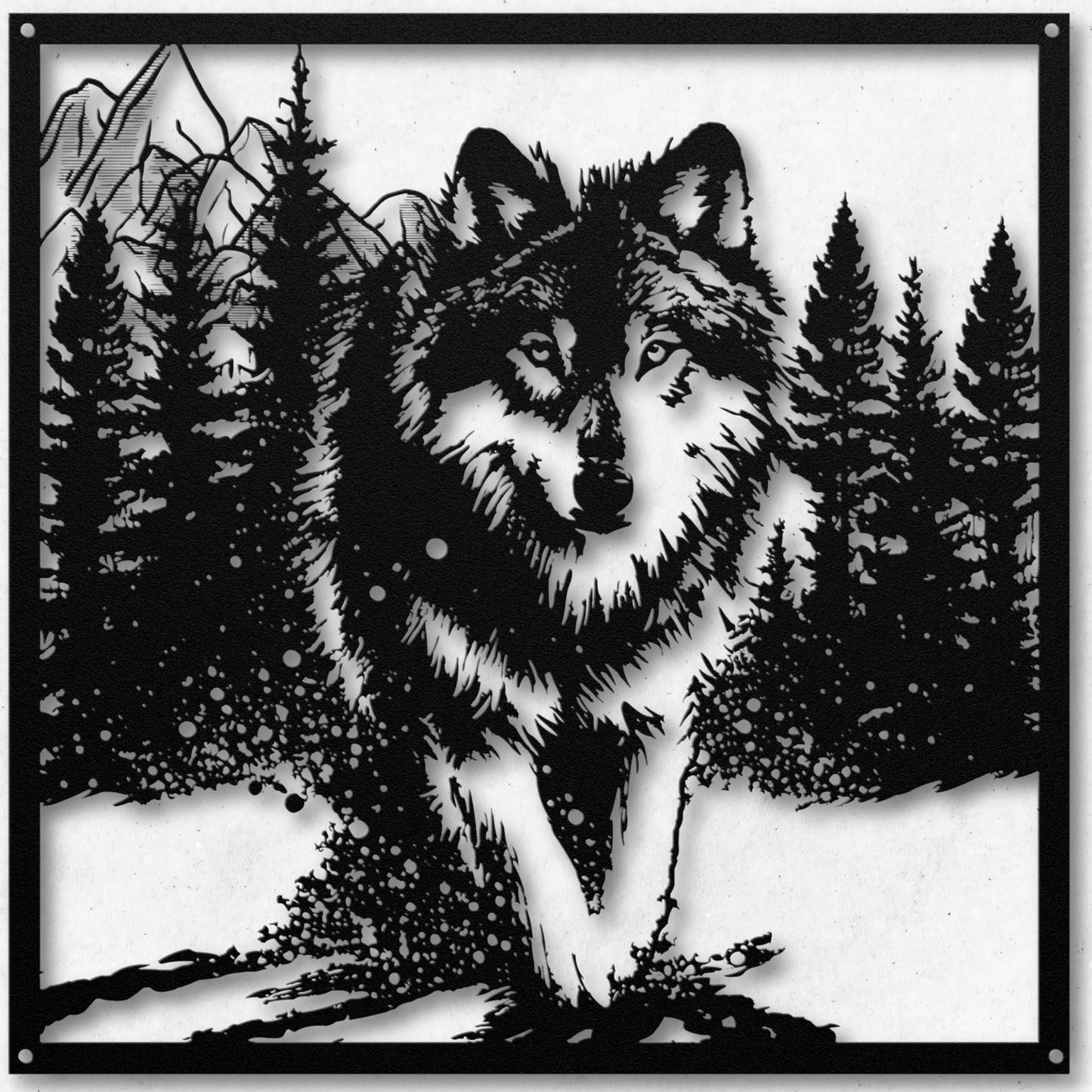 Charming Wolf in Snow Metal Wall Art: Celebrate Nature's Serenity