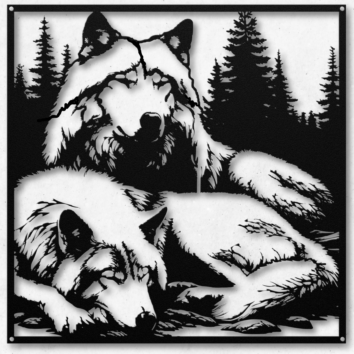 Elegant Wolf Pair Metal Wall Art: Celebrate Togetherness in Nature