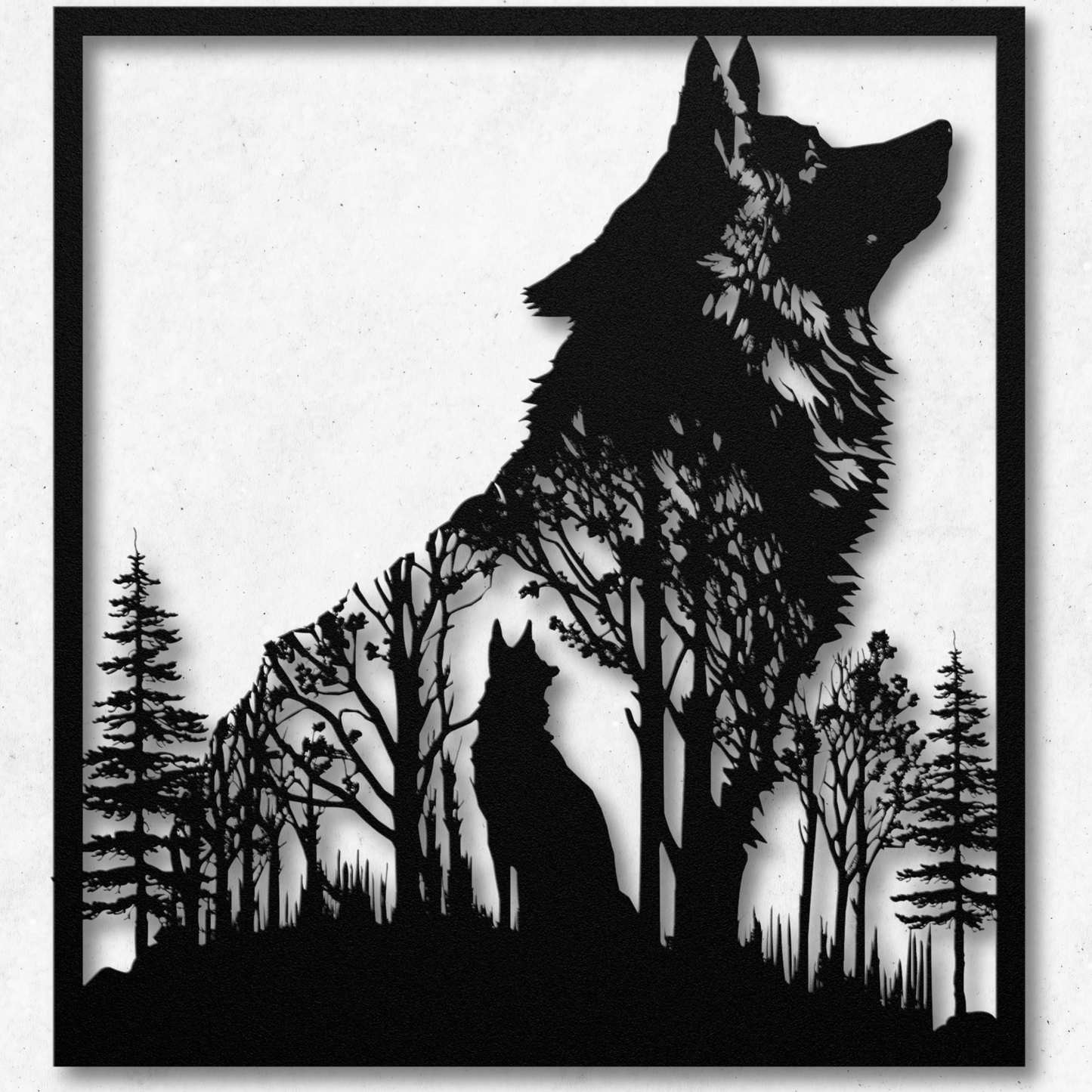 Intriguing Wolf within a Wolf Metal Wall Art: Celebrate Inner Spirit