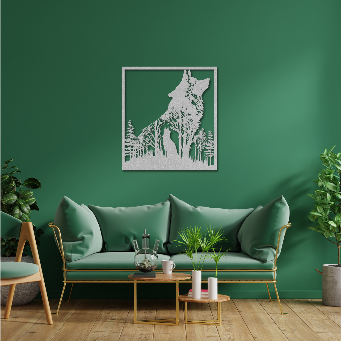 Intriguing Wolf within a Wolf Metal Wall Art: Celebrate Inner Spirit