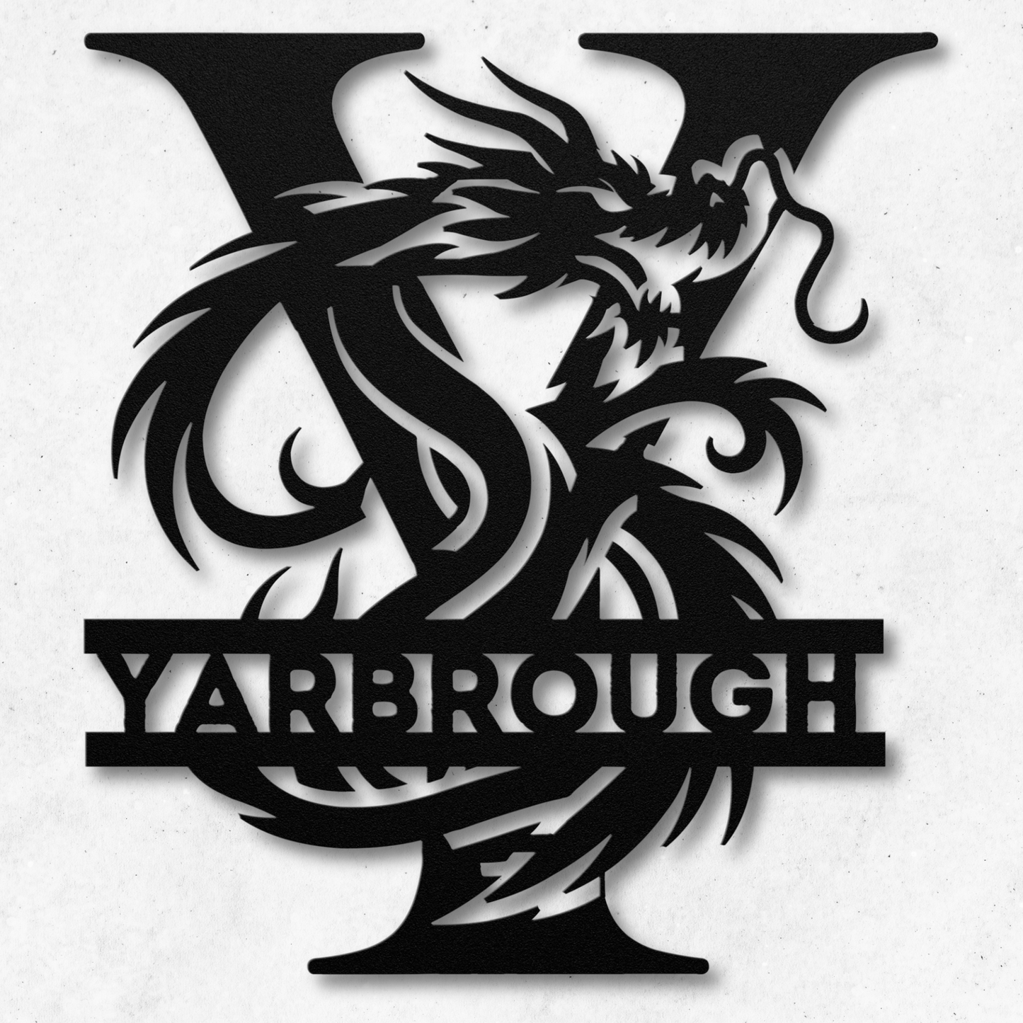 Custom Dragon Letter Y Metal Sign: Bold and Imaginative