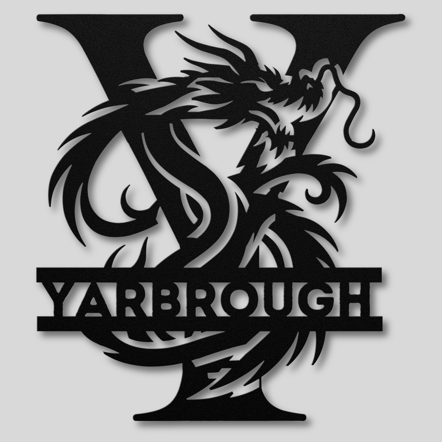 Custom Dragon Letter Y Metal Sign: Bold and Imaginative