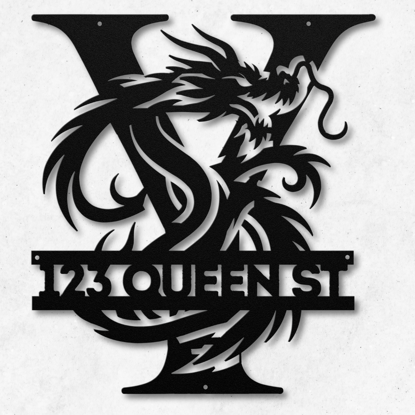 Custom Dragon Letter Y Metal Sign: Bold and Imaginative